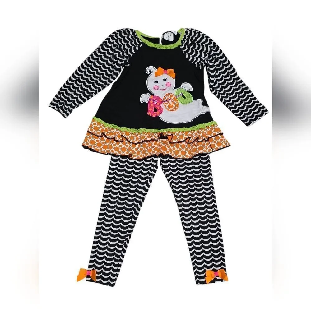 Ghost/ Halloween Ruffle & Aplaque Matching Set